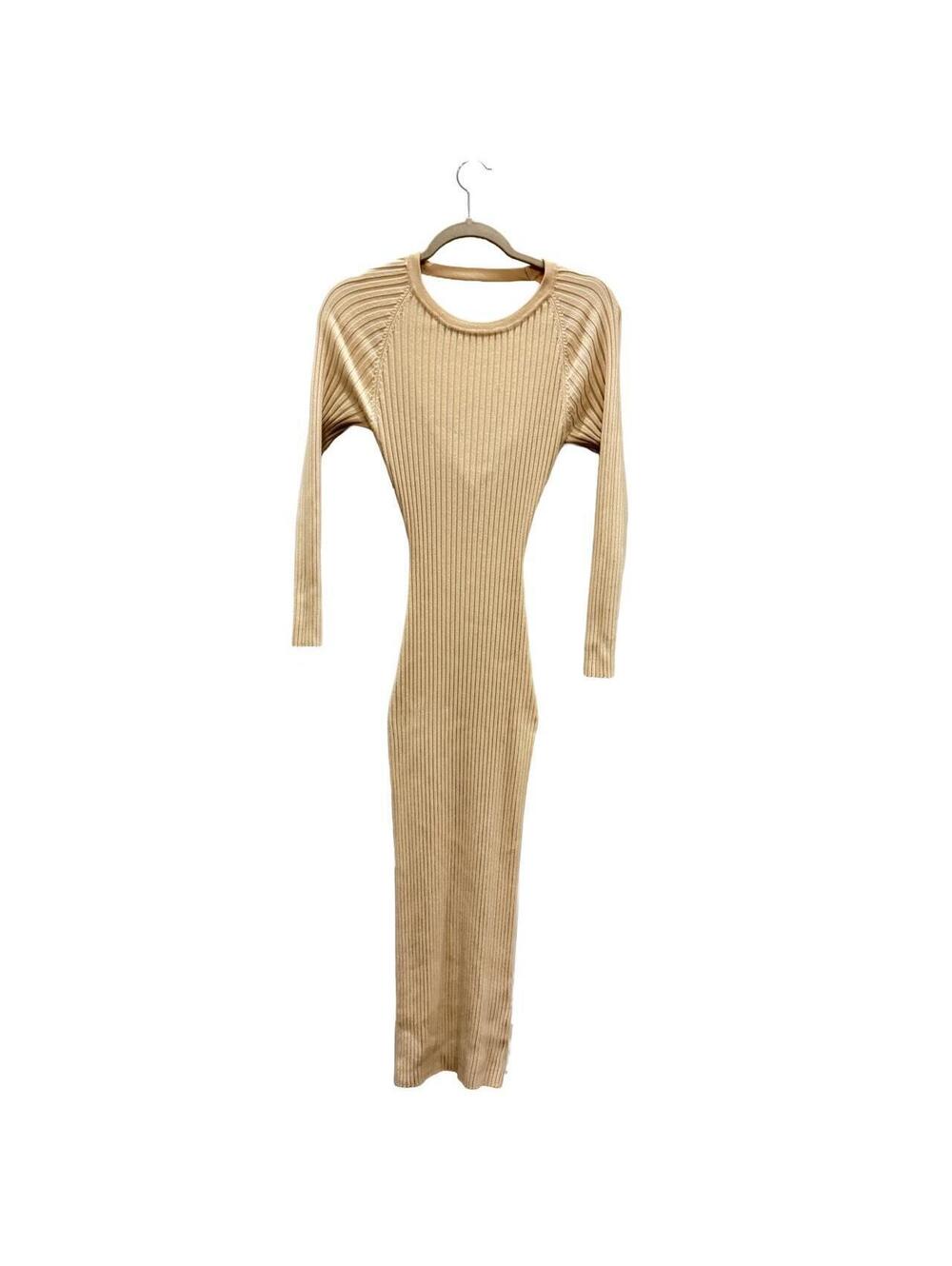 Bardot Vigo Midi knit sweater dress, tan/beige